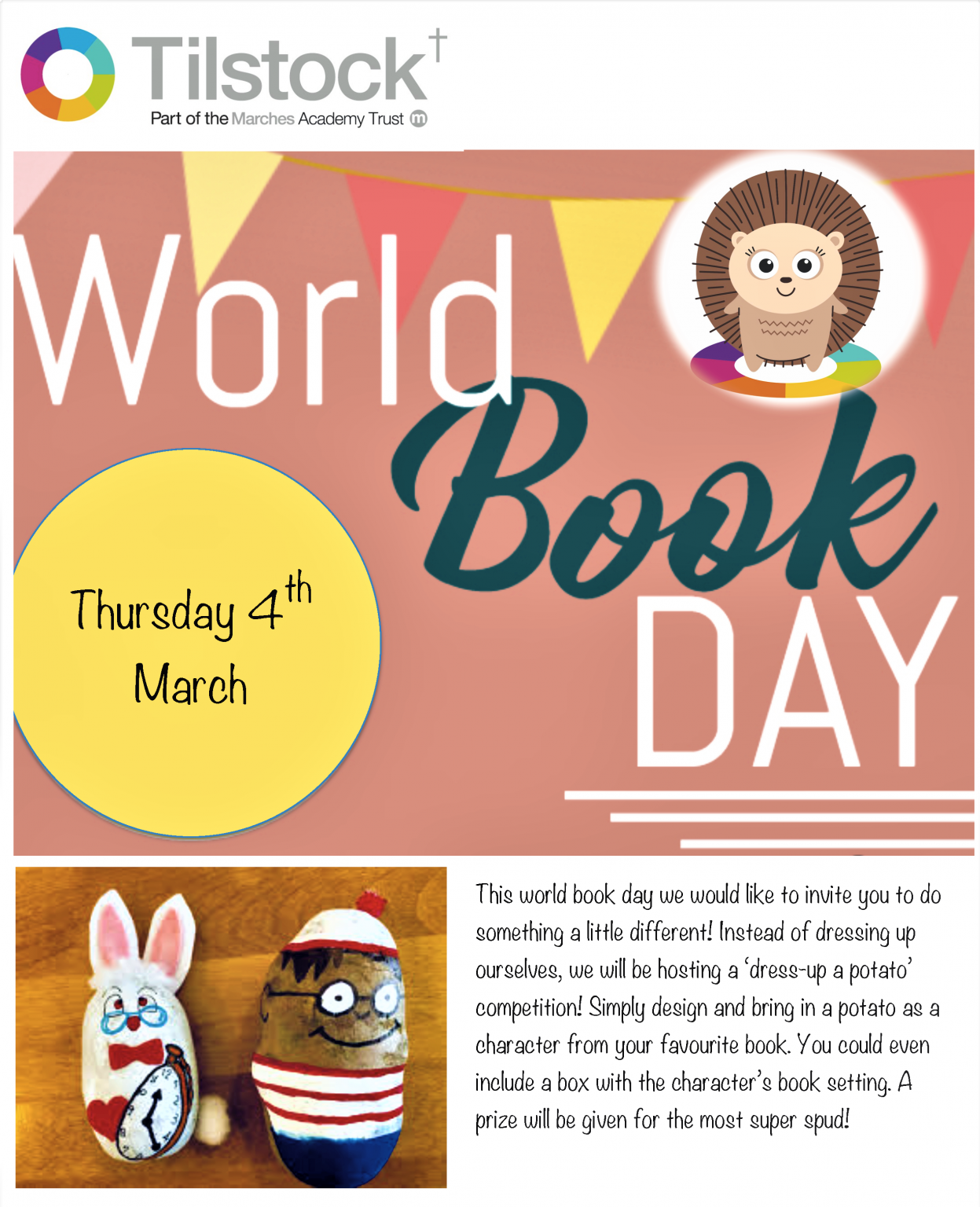 World Book Day 'Dress Up A Potato Day' Tilstock Primary School