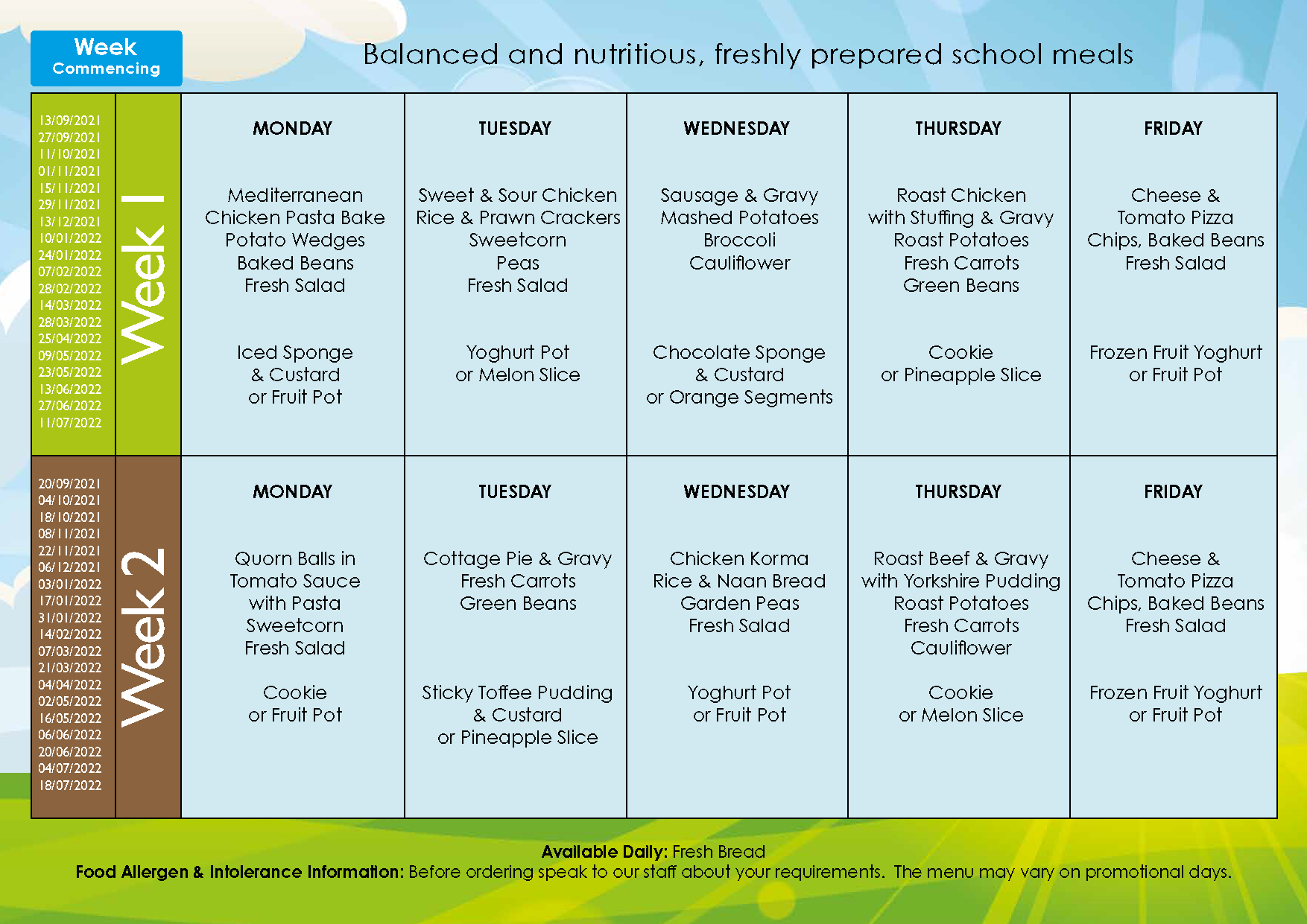 School Meals - Tilstock Primary School